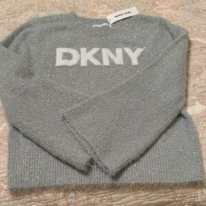 DKNY Metallic Gray Crew Neck Sweater NWT